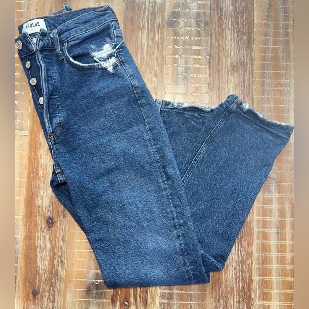 Agolde Riley High Rise Jeans denim Size 26 Button Fly - Picture 5 of 6